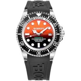 Montre Homme Automatique Diver Professional De Plongée - Bobroff - Bf0004-Bfstn - Orange - 42mm - Valve Hélium