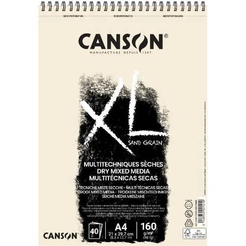 Papier - Canson - Xl Sand Grain - 40 Feuilles A4 - Gris - Biologique