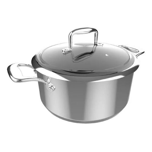 Cecotec Polka Classy 24 Pot Steel, Diamètre 24 Cm, Capacité 4 L, Acier Inoxydable 18/10, Revêtement Antiadhésif, Poignées Rivées, Co