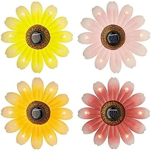 Fleur solaire - LUMINEO - Ø14 x 4 cm - LED intégrée - Energie solaire - Couleurs assorties