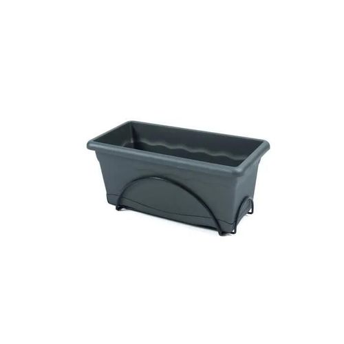 Jardinière Plastiken 40x20cm Avec Plateau Et Support Balcon - Anthracite
