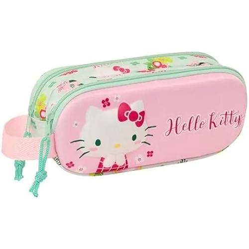 Safta Hello Kitty 3d Trousse Double 3d, Trousse Pour Enfant, Idéale Pour Les Enfants D'âge Scolaire, Confortable Et Polyvalente,