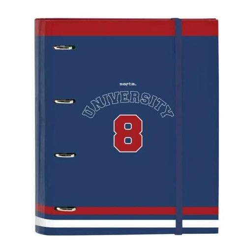 Reliure à anneaux - Safta - University A4 - Rouge Blue marine - Polyester 600D - 27 x 32 x 3.5 cm