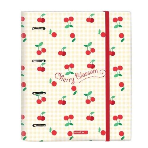 Reliure à anneaux - Safta - Cherry - A4 - Beige - Polyester 300D - 4 anneaux 35 mm