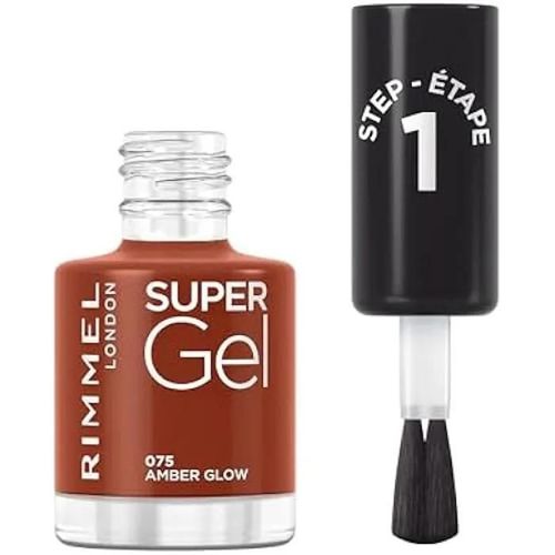 Rimmel, Vernis À Ongles Super Gel, 075 Amber Glow, Vernis Gel, Résultat Professionnel, Longue Tenue, Sèche Comme Un Vernis Multicolore
