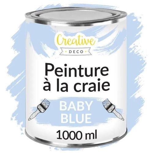 Peinture à la Craie Bleu Bébé - Creative Deco - 1L - Mat et Lavable - Rénovation de Meubles