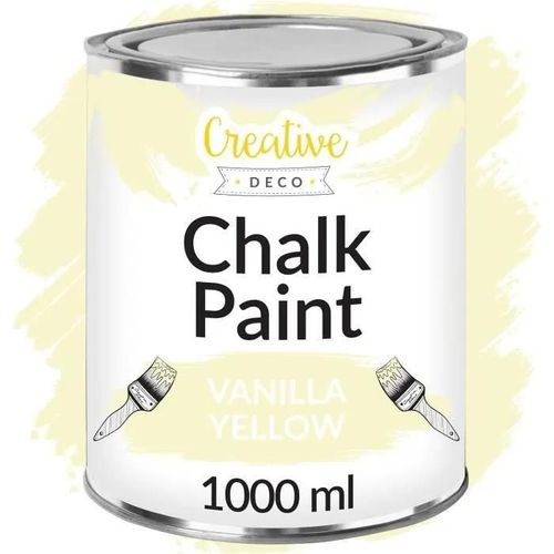 Creative Deco Peinture à la Craie Jaune Vanille 1L | Mat et Lavable | Idéal Rénovation de Meubles en Bois | Peinture Mur Interieur