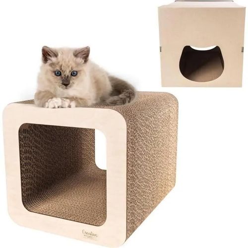 Griffoir Pour Chat Creative Pets - Maison En Carton - 37 X 30 X 30 Cm - Marron - Protège Meubles