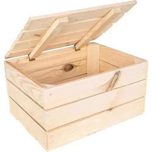 Boite de rangement en bois naturel Creative Deco - 40 x 30 x 22 cm - Marron - Vintage