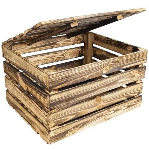 Coffre De Rangement En Bois Flammé Creative Deco - 50 X 40 X 30 Cm - Style Industriel-Loft