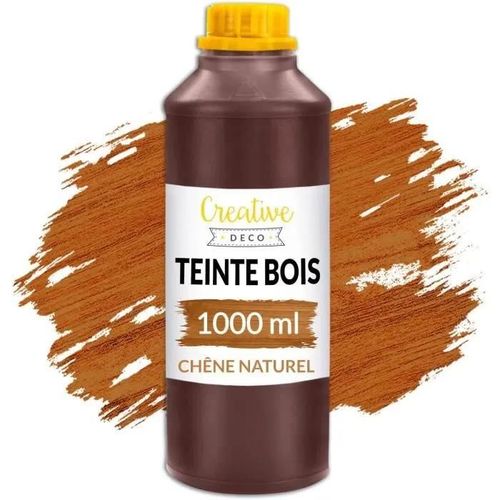 Creative Deco Teinte Bois Chêne 1L | Teinture Bois Séchage Rapide | Protection de Surface | Vernis Bois à Base d'Eau | Non Toxique