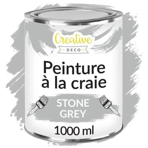 Peinture Grise Craie - 1L - Mat et Lavable - Parfait pour Rénovation de Meubles, Decoration et Découpage - Effet Vintage et Antique