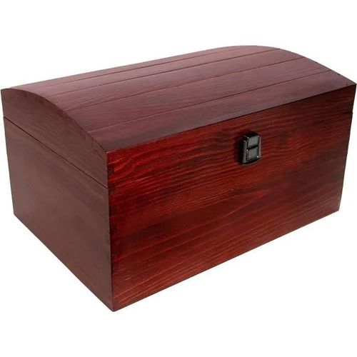 Creative Deco Coffre Boîte De Rangement Bois Rouge | 34,5 X 25 X 19,2 Cm | Avec Fermoir Et Couvercle Courbé