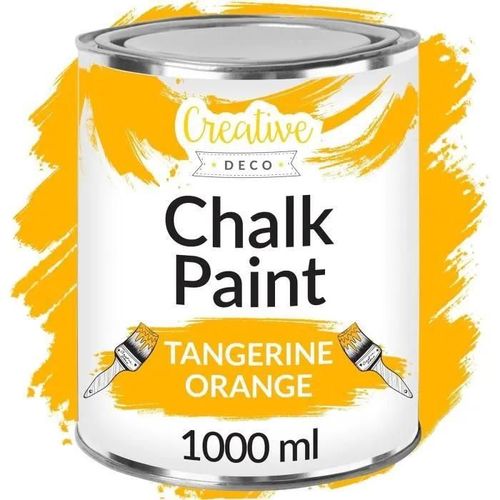 Creative Deco Peinture à la Craie Mandarine 1L | Mat et Lavable | Idéal Rénovation de Meubles en Bois | Peinture Mur Interieur