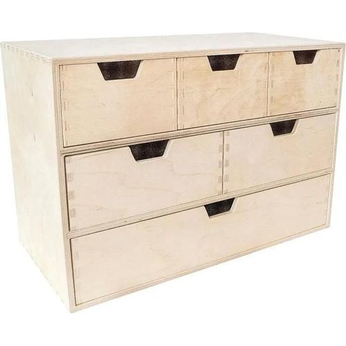 Creative Deco Petite Commode Bois | 6 Tiroir | 42 X 20 X 28,5 Cm | Organisateur | Rangement Bureau | Rangement Bureau Organisateur