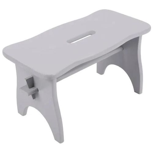 Gris Marche Repose Pied Bois - 38 X 19 X 21 Cm - Bureau, Chaise, Plante, Petit Tabouret Bas - Banc En Bois - Non Monté