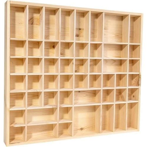 Creative Deco Vitrine Plateau Étagère En Bois | 51 Compartiments | 52 X 46 X 5 Cm | Rangement Bijoux Armoire Tiroir | Organisateur