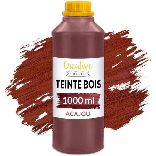 Creative Deco Teinte Bois Acajou 1L | Teinture Bois Séchage Rapide | Protection de Surface | Vernis Bois à Base d'Eau | Non Toxique