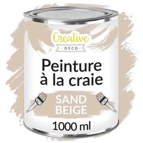 Creative Deco Peinture À La Craie Beige Sable | 1l | Mat Et Lavable | Peinture Meuble Bois | Chalk Paint | Peinture Mur Interieur