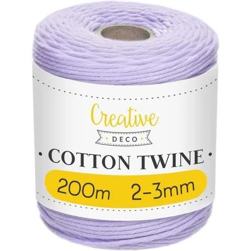 Corde Macramé - 3mm X 200m - Violet Pastel - Fil De Coton Et Polyester