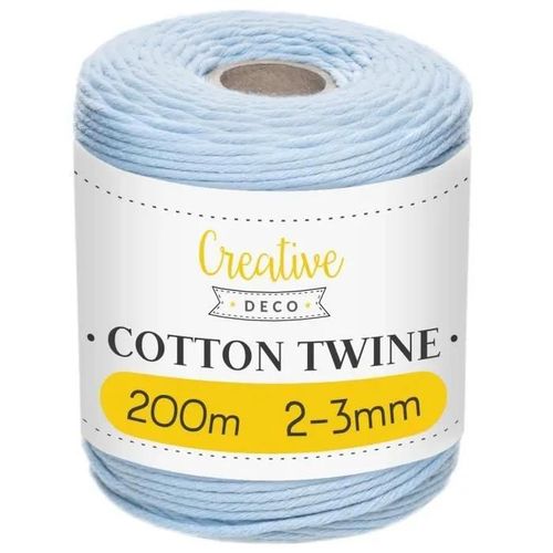 Corde Macramé - 3mm X 200m - Bleu Pastel - Fil De Coton Et Polyester