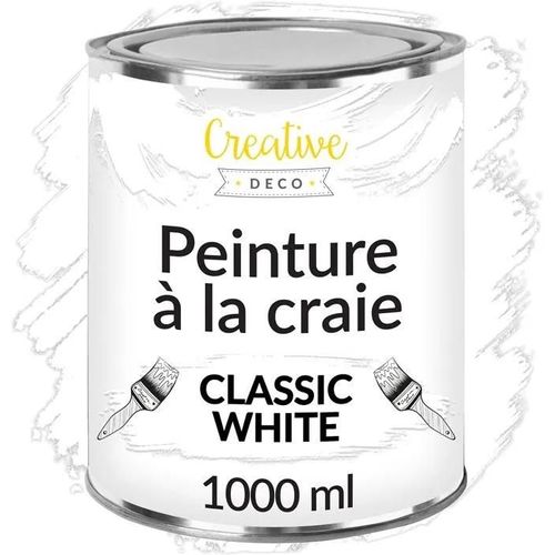 Peinture Blanche Craie - Creative Deco - 1l - Effet Vintage Et Antique - Mat Et Lavable