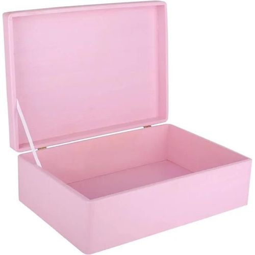 Creative Deco Boite Rangement en Bois Rose - 40 x 30 x 14 cm (+/- 1 cm) - avec Couvercle - Boite en Bois - Boîte Caisse Malle Coffre