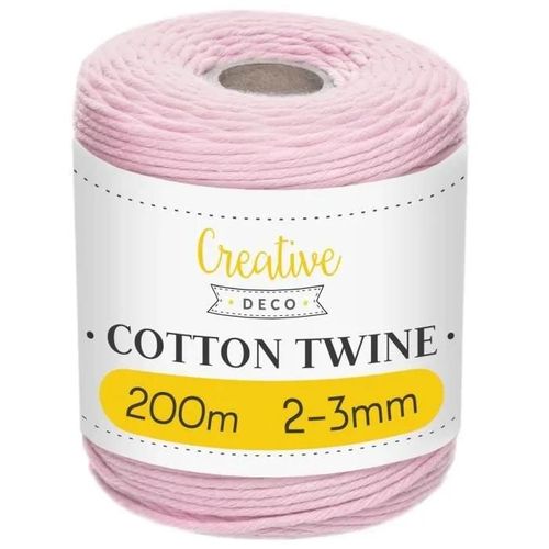 Corde Macramé - Creative Deco - 200m - Rose Pastel - Fil De Coton Et Polyester