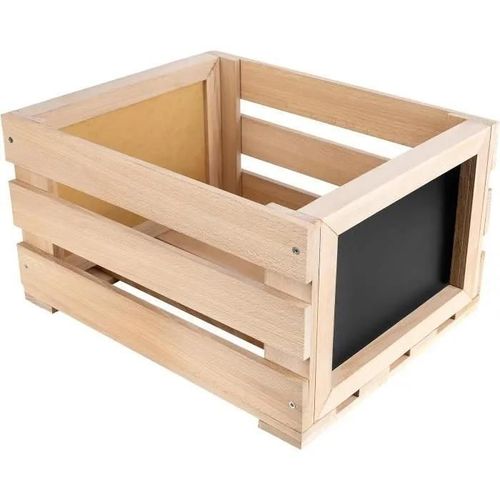Caisse en Bois pour Vinyles - CREATIVE DECO - Rangement Vintage - Jusqu'à 80 Disques