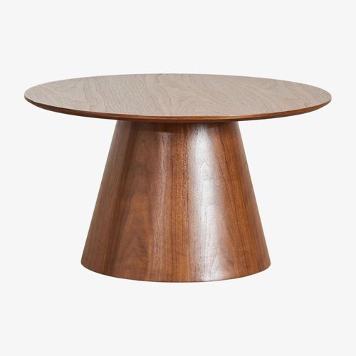 Table Basse Ronde En Bois (Ø80 Cm) Aura Placage Noyer