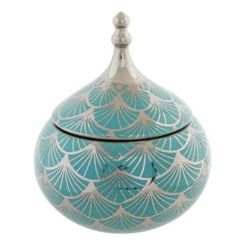 boîte à bijoux porcelaine turquoise 14 x 14 x 17 cm