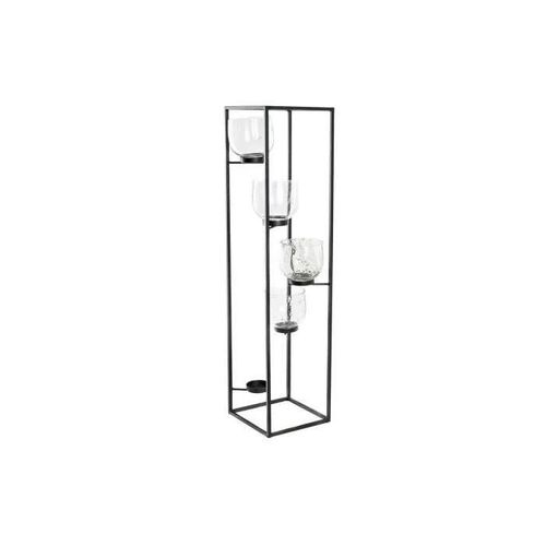 bougeoir verre fer (18 x 18 x 76 cm)
