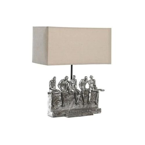Lampe De Bureau 36 X 21,5 X 43 Cm Argenté Beige Métal Résine 220 V 50 W