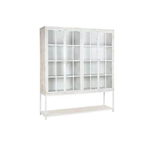 Étagère 170 X 45 X 200 Cm Noir Métal Blanc Bois De Manguier