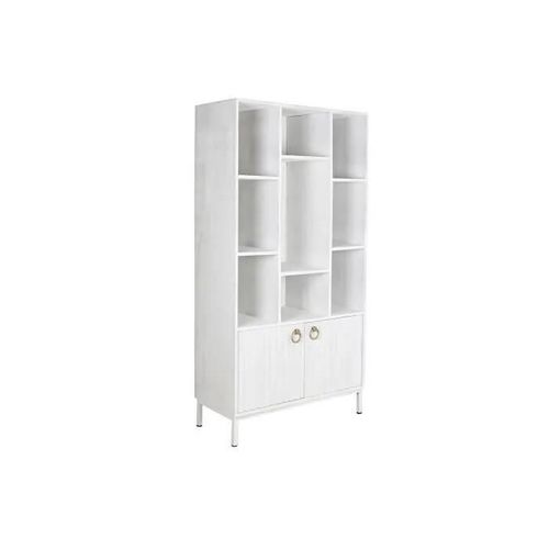 Étagère Métal Blanc Bois De Manguier (90 X 40 X 180 Cm)