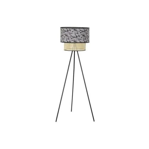 Lampadaire Naturel Noir Métal Palmiers Polyester Colonial (60 X 60 X 129 Cm)