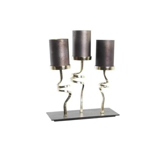 bougeoir verre aluminium (37 x 16 x 47 cm)