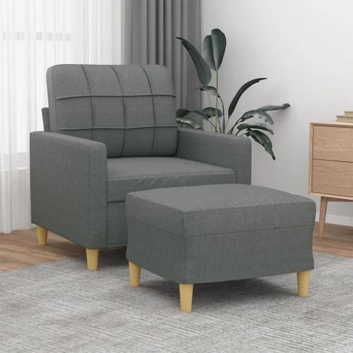 Prolenta Premium - Fauteuil Avec Repose-Pied Gris Foncé 60 Cm Tissu