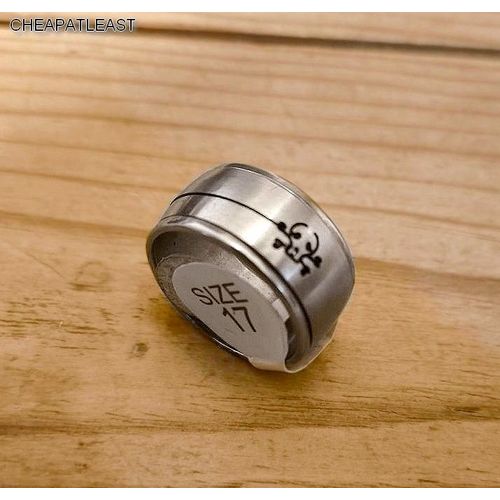 Bague Tournante Tête De Mort / Skull / Pirate / Luffy - Anneau Large Bombé Anti-Stress - Découpe Laser -Acier / Inox - Taille 53/54 ( 17 Mm )