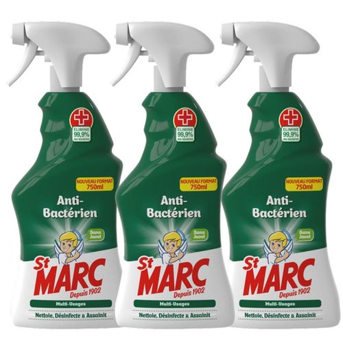 ST MARC Lot de 3 Pistolets Spray Nettoyant Multi-Usages Anti-Bactérien - 750 ml