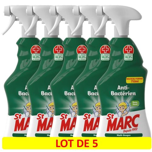 ST MARC Lot de 5 Pistolets Spray Nettoyant Multi-Usages Anti-Bactérien - 750 ml