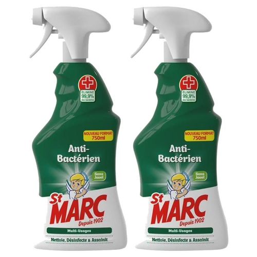 ST MARC Lot de 2 Pistolets Spray Nettoyant Multi-Usages Anti-Bactérien - 750 ml