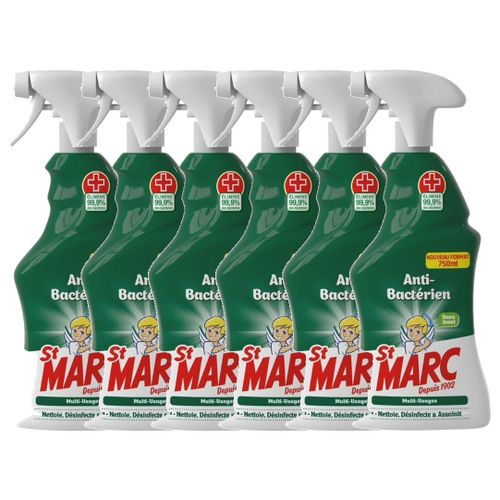 ST MARC Lot de 6 Pistolets Spray Nettoyant Multi-Usages Anti-Bactérien - 750 ml