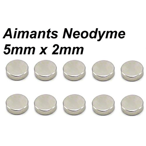 Lot 10 mini aimant rond neodyme plat 5x2mm , Frigo Cuisine Bureaux