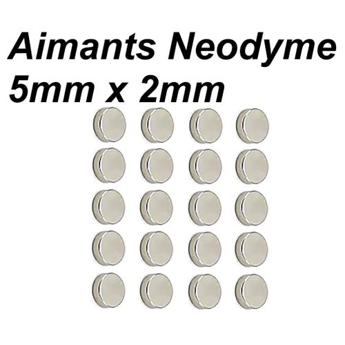 Lot 20 Aimant neodyme rond plat 5x2mm puissant rond tableau NdFeB