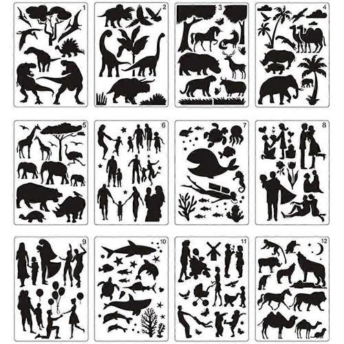 12 Pcs Mandala Peinture Modèles Parfait Animal Dessin Pochoirs Planche Creuse Pour Bricolage Peinture Art