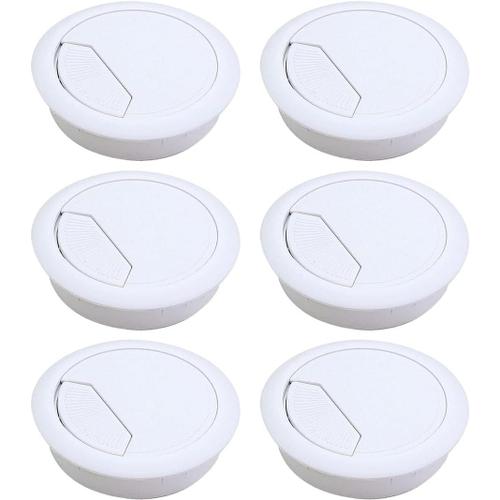 6Pcs Passe Cable Bureau - Passe Cable,Passe Cable Mural,Passe Fil,Passe Câble Bureau Table Fil Diamètre Encastrable Cordon Prise Ordinateur Écran Accessoire Ameublement (Blanc)