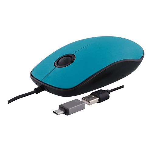 T'nB SUNSET - Souris - 3 boutons - filaire - USB-C, USB-A - bleu - boîte de suspension