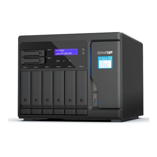 QNAP TS-855X - Serveur NAS - 8 Baies - SATA 6Gb/s - RAID 0, 1, 5, 6, 10, JBOD, 50, 60 - RAM 8 Go - 2.5 Gigabit Ethernet / 10 Gigabit Ethernet - iSCSI support