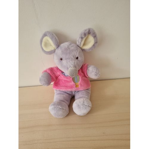 Doudou Souris Gris Pull Rose Gipsy